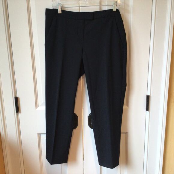 Theory Black Wool Blend Straight Leg Trousers Sz 10 - Picture 1 of 7